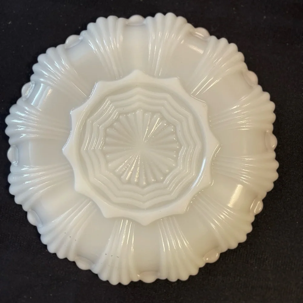 Anchor Hocking gold trim milk glass three section divide relish serving tray.​